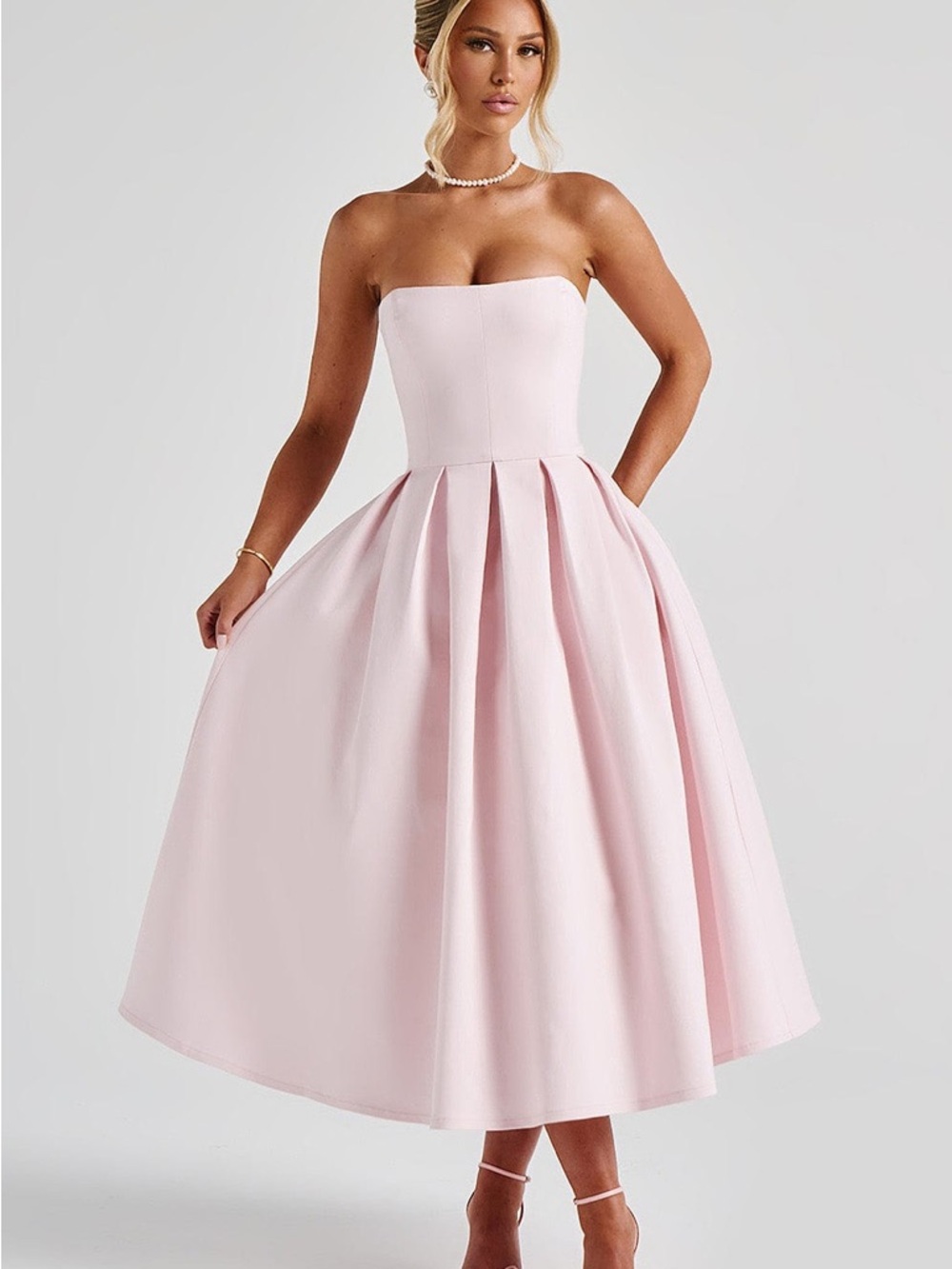 BABYBOO EDITH MIDI DRESS - BLUSH Size S NWT